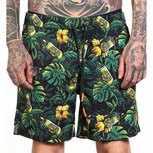 New Sullen Mens Beer Garden Pool Board Shorts‎ E-Waist 2XL Elastic Waistband